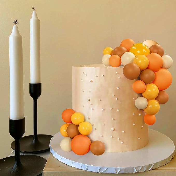 32 PCS Colorful Ball Shaped Cake Topper Pearl Balls Cupcake Cake Insert Topper for Birthday Party Wedding Decoration Supplies