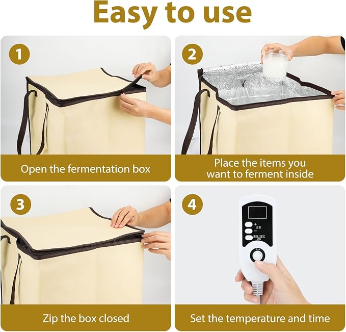Dough Proofer with Heater, Bread Pizza Dough Proofing kit Temperature Control Proofing Accessories for Making Bread, Yogurt, Natto and Handmade Soap