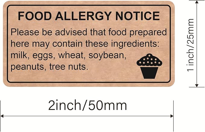 Allergy Sticker for Cake,1x2 inch 500pcs Allergy Sticker for Cake Food Bag,Box