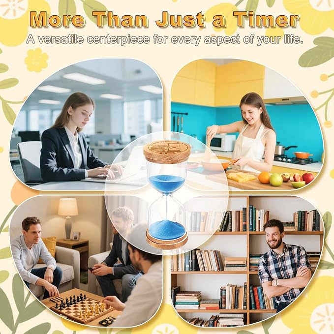 CNCJ Wooden Hourglass Sand Timer, 3 Minute Blue Sand Watch Reloj De Arena for Desk Decor Kitchen Classroom Office Study Home Decoration