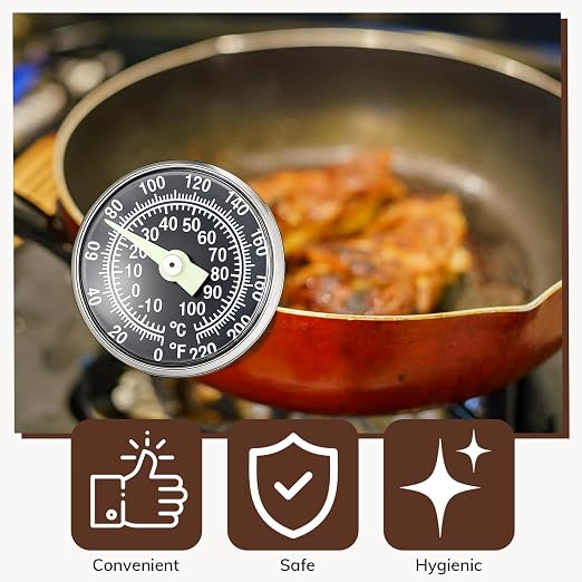 Xuhal 6 Pcs Stainless Steel Kitchen Glow Thermometer with 5 Inch Long Stem 1 Inch Dial Thermometer Milk Frothing Food for Oven Probe Meat Grill BBQ Cooking Chocolate Water (White Red)