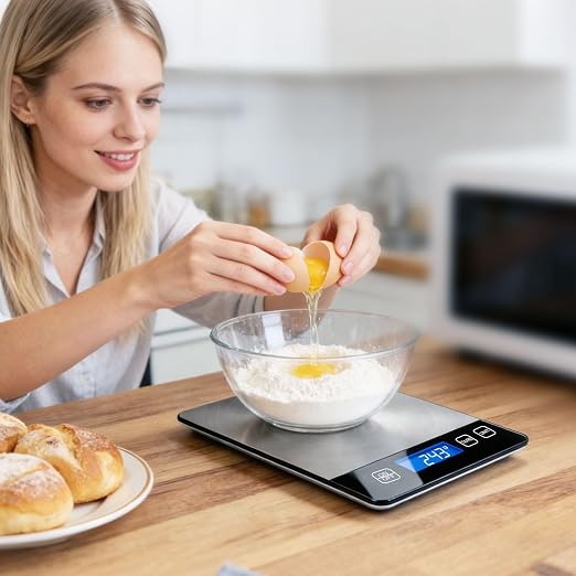 33lb Digital Kitchen Food Scale | Stainless Steel Material, Weight Grams and Ounces, Pounds/Ounces/Grams Freely Changed, Home Baking, Daily Use
