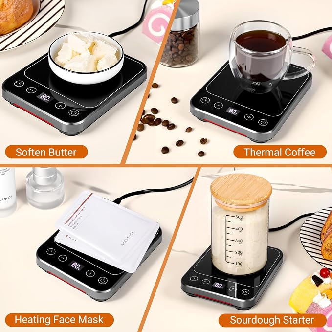 Sourdough Starter Warmer Mat, Sourdough Heating Mat for 24–40oz Jars, Precise 1°F Thermostat Control (70-100°F) Sourdough Warmer, 0-12 Hour Timer, Auto Shut-Off, Ideal for Home Baking