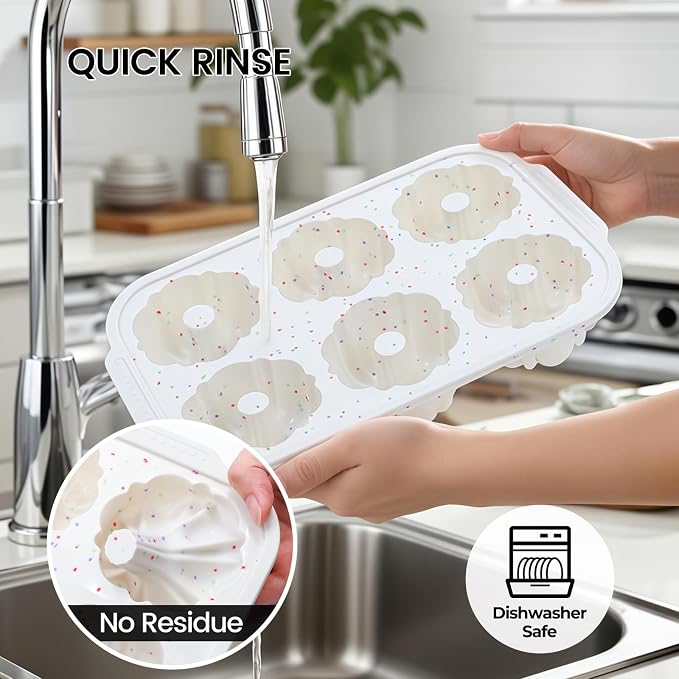 CAKETIME Mini Fluted Tube Pan with Metal Reinforced Frame, 6-Cavity Silicone Nonstick Small Cake Molds 3Pcs for Chocoflan, Donuts, Cornbread, Brownies, Jellies BPA Free