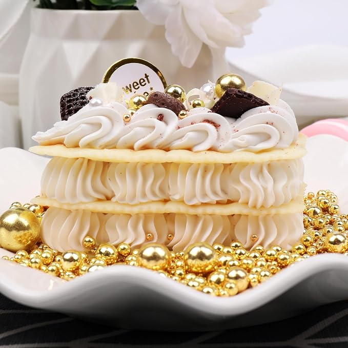 Gold Sprinkles, Edible Gold Pearl Sprinkles for Cake Decorating, 130g/4.6oz Candy Baking Decorations, Ice Cream Toppings and Cookie Decorating, Wedding Party Supplies