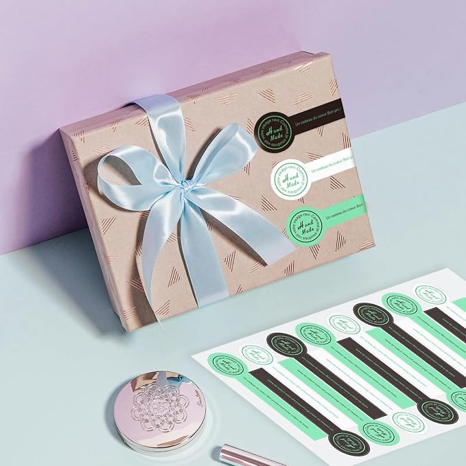 800pcs Handmade Food Baking Seal Stickers, Black Green White Self Adhesive Bakery Stickers, 3.9in Long Strip Tamper-Proof Packaging Sealing Labels for Lollipop Cake Cookie Bread