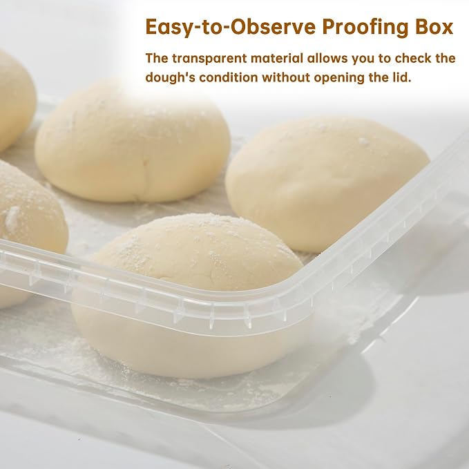 2 Pack Transparent Proofing Box, Observable Pizza Dough Proofing Box, Sealed Pizza Dough Proofing Container whit Lid (Transparent)