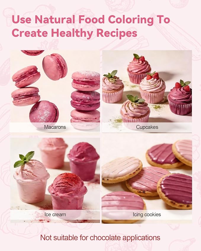 Dye-Free Food Coloring, Natural Food Coloring Gel No Artificial Dyes, Non-Toxic, Natural Food Dye for Icing, Frosting, Cake Decorating, 40 Milliliters - Pink