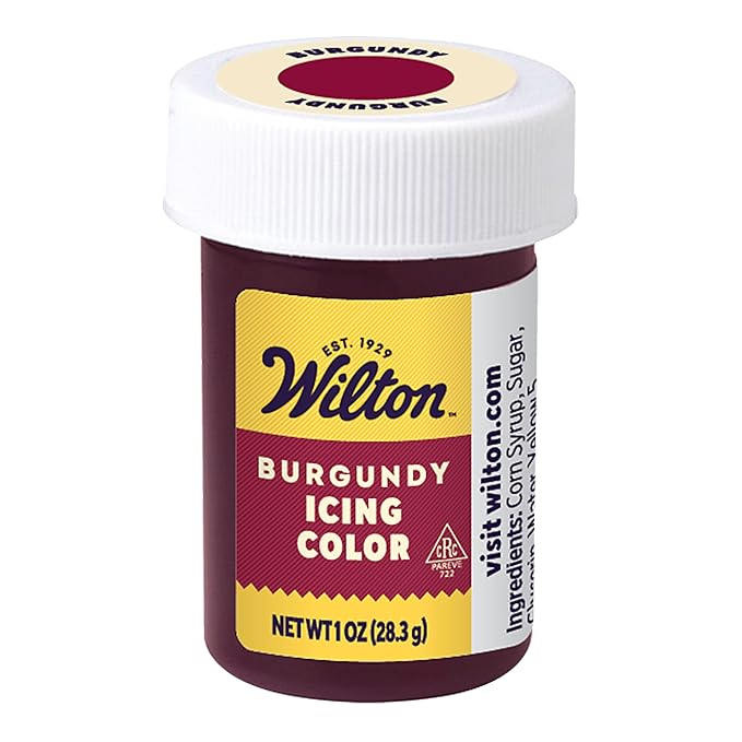 Wilton Gel Food Coloring, Highly Concentrated Gel-Based Icing Color for Frosting, Fondant, Batter & Dough, Vibrant & Blendable Cake Decorating Dye, 1 oz., Burgundy
