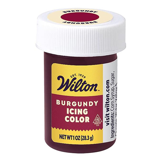 Wilton Gel Food Coloring, Highly Concentrated Gel-Based Icing Color for Frosting, Fondant, Batter & Dough, Vibrant & Blendable Cake Decorating Dye, 1 oz., Burgundy