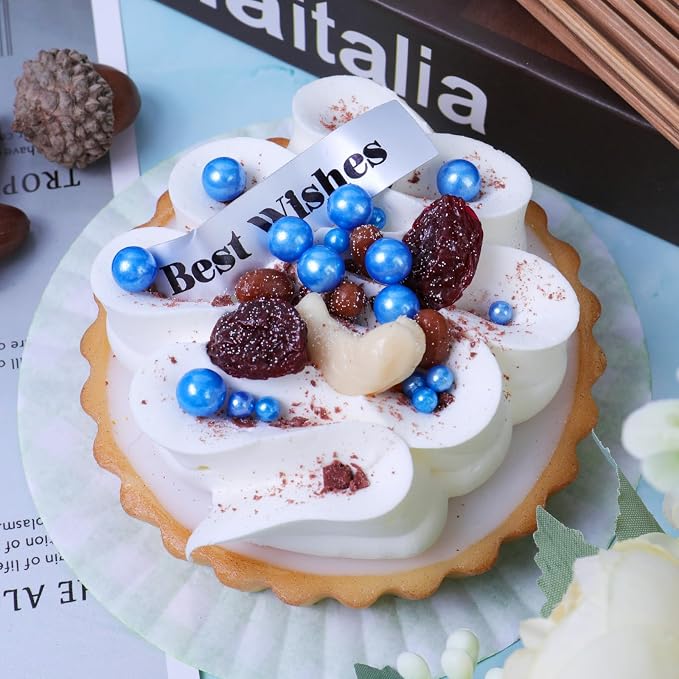 Blue Pearl Sprinkles for Cake Decorating, 130g/4.6oz Edible Pearl Sprinkles, Baking Cupcakes, Donuts, Macarons Toppings