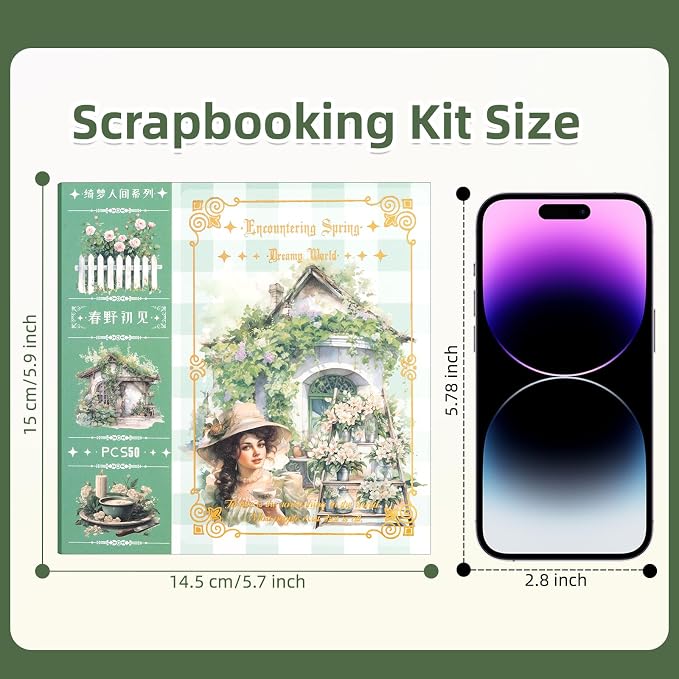 Haruno Theme Sticker Scrapbooking Supplies for Junk Journal, 50 Sheets Washi Stickers - Vintage Journaling Stickers