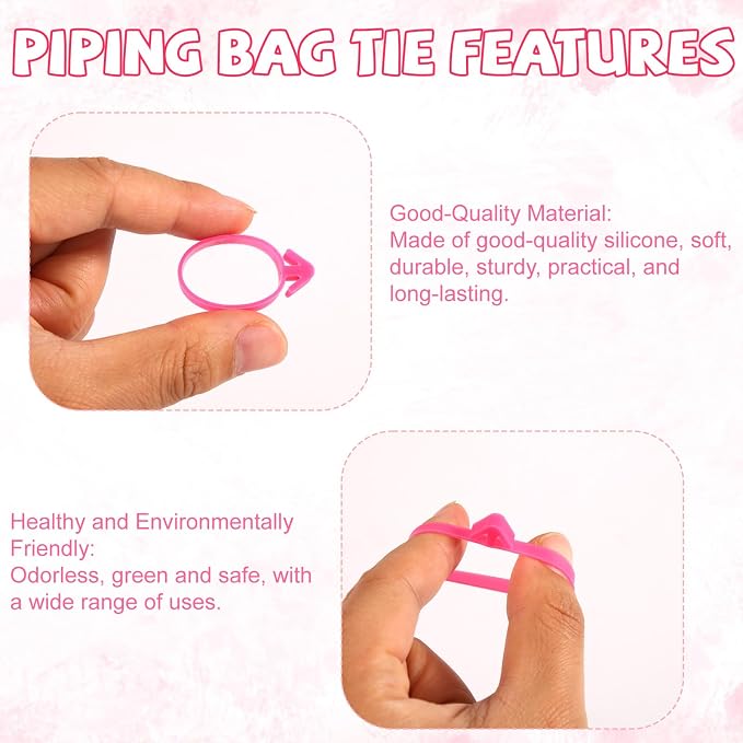 60pcs Pastry Bag Ties, Reusable Silicone Piping Bag Clips for Baking Decorating Icing Bags Seals for Cupcakes Cookies Pastry Supplies (4 Colors)