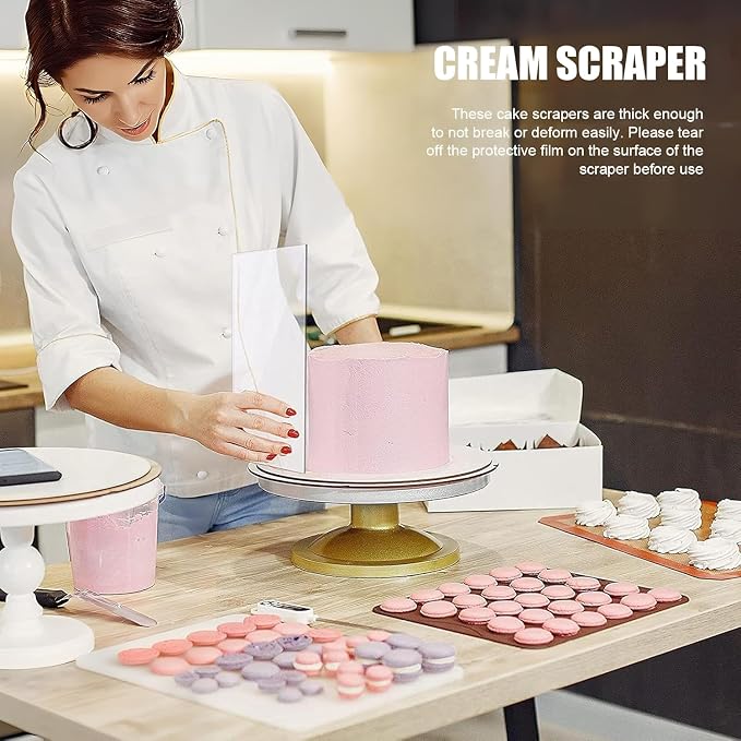 Cake Scraper for Cake Decorating,Smoothe Acrylic Material,8 Inch