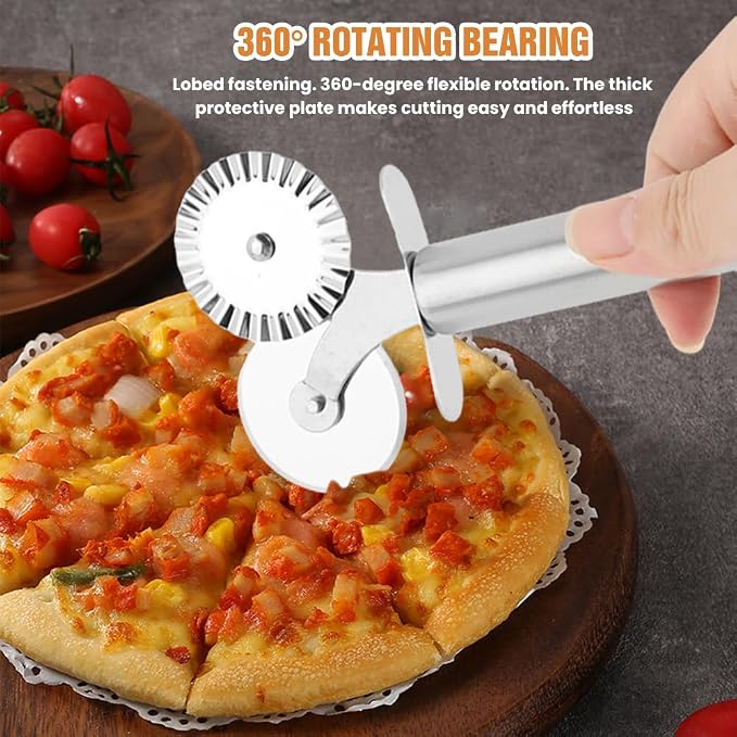 5 Wheel Pastry Cutter, Stainless Steel Dough Divider with Handle, Expandable Dough Cutter Wheel with Handle, Multi-Round Pastry Knife, Pizza Cutter Roller and Pie Server(Silver)