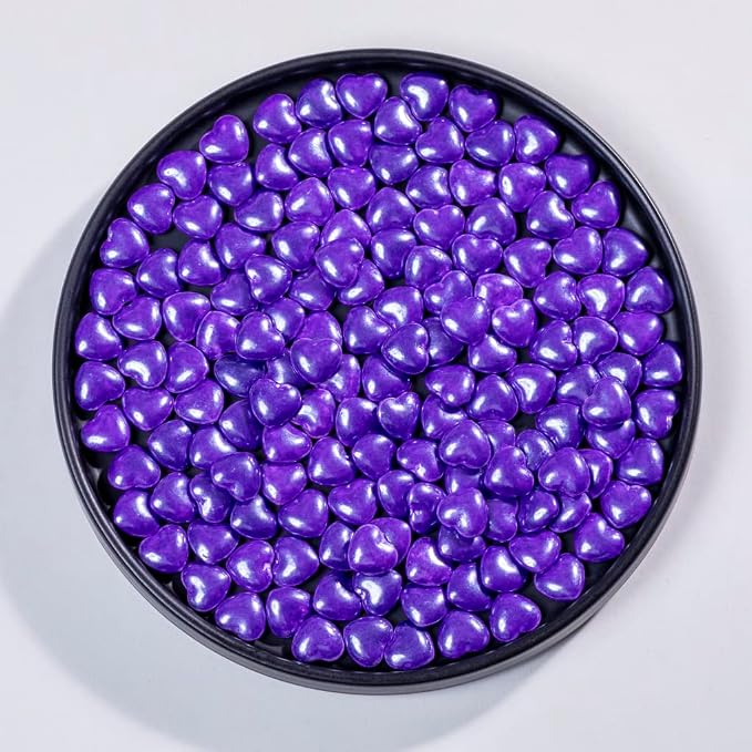 Purple Sprinkles Heart-shaped Cake Sprinkles 130g 4.6OZ,Cookie Sprinkles for cake decoration,Sugar Pearl, Edible Candy Pearls for Cake Cupcake Decorationg (Purple)