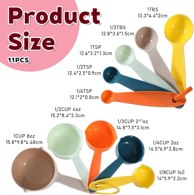 10Pcs Measuring Cups and Spoons Set Plastic Multicolor Measuring Cup and Spoon, 5 Cups & 5 Spoons Set Kitchen Cup and Spoon Essentials Gadgets for Cooking & Baking Color