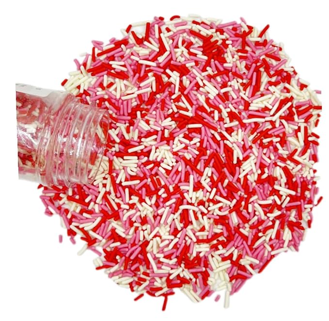 Sentovac Edible Valentines Jimmies Sprinkles for Cake Decorating Baking Cookie and Ice Cream Topper Decorations Sprinkles Supplies 78g/2.75oz