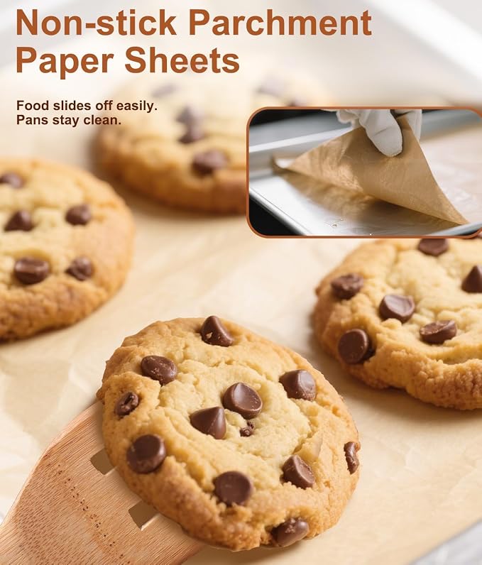 Parchment Paper Sheets 12x16 Inch – 90Pcs Precut Unbleached Half Sheet Baking Paper, Plant-Based Silicone Coating, Non-Stick Paper Liner for Oven, Cookies, Bread, Roasting & Large Batch Baking