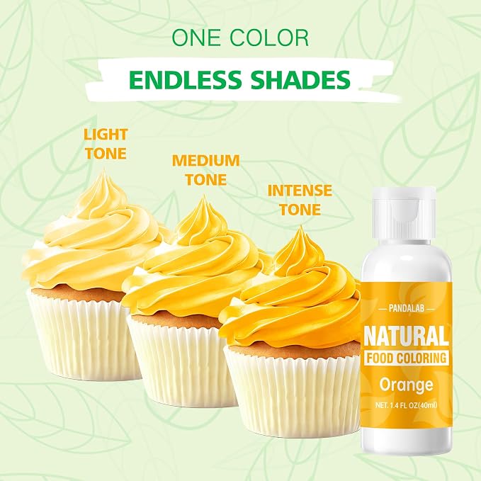 Orange Natural Food Coloring - Pandalab 40mL Plant-Based Concentrated Food Dye, No Artificial Dye, Vegan Edible Color for Baking, Cake Decorating, Icing, Frosting, Cookies, Candy, 1.4 Fl Oz