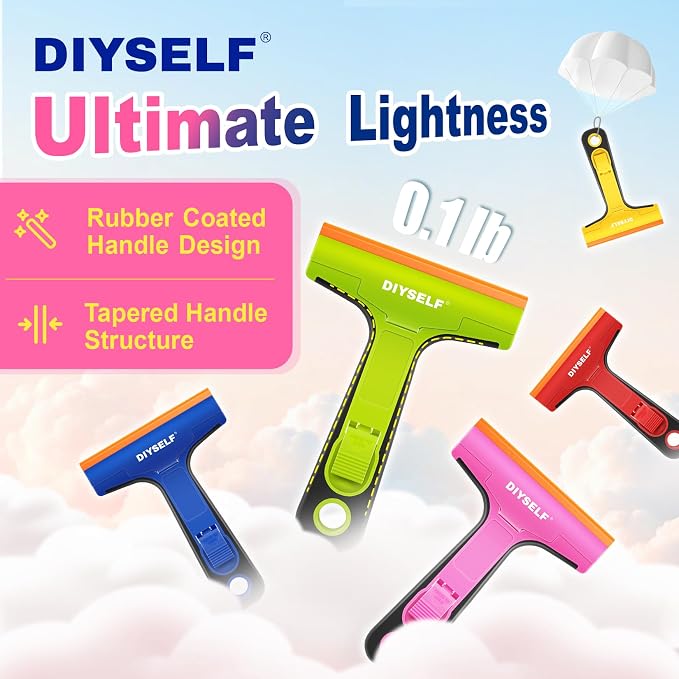DIYSELF 1 Pack Plastic Razor Blade Scraper with 5 Pcs 4-Inch Plastic Razor Blades, Plastic Scraper Tool for Cleaning, Gasket and Decal Remover for Glass, Stovetop, Labels, Stickers & Paint Removal