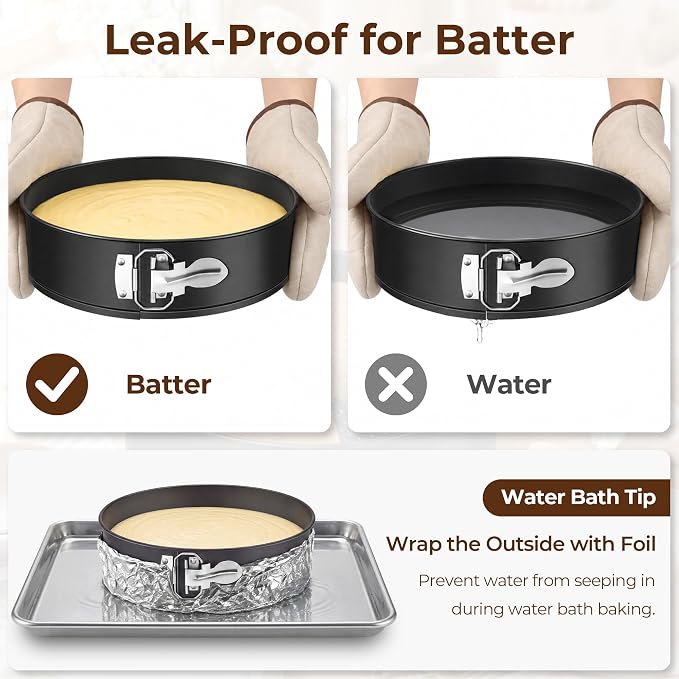 Springform Pan Set, Nonstick & Leakproof | 4+7+9 Inch, Cheesecake Pan with Removable Bottom, Easy Release for Baking