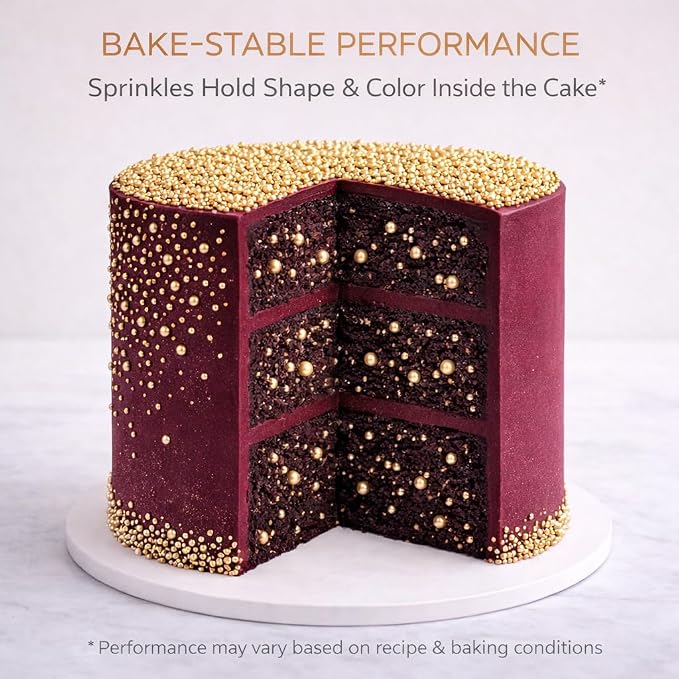 ConfectChampagne Gold Sprinkles – Premium Metallic Pearl Cake & Cupcake Sprinkles (4.2 oz / 120g) – Bake Stable, Soft Chew, No Synthetic Dyes – Edible Decorating Sprinkles for Weddings & Baking