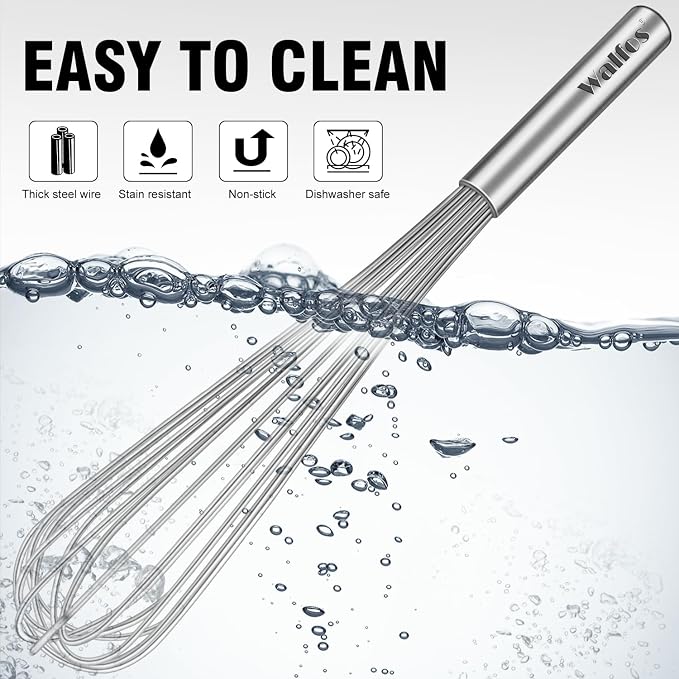 Walfos Whisk,17in Large Whisks, Heavy Duty Stainless Steel Wire Whisk Ideal For Beating Eggs, Blending Sauces, Mixing Batter.