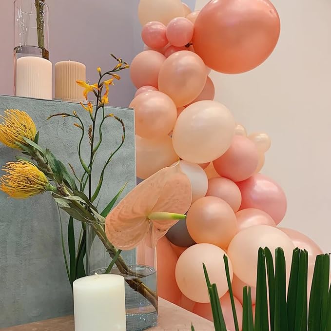 Voircoloria 90pack Coral Red Balloons Different Size 18/12/10/5 Inch Coral Red Balloon Garland Arch Kit for Graduation, Wedding, Birthday, Princess Theme Party, Valentine's Day Party Decorations