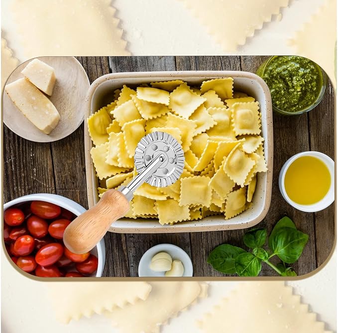Pastry and Pasta Wheel 1.9 inch – Dough Crimper Ravioli Dumpling Pierogi Cutter – Multi-Purpose Tool for Pizza Baking Cooking and Homemade Meals