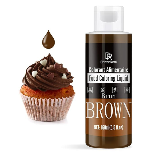 Brown Food Coloring Liquid - Vibrant Liquid Icing Food Coloring Set for Baking, Cake Decorating, Easter Egg, Airbrush - Tasteless Food Dye for Fondant, Slime, DIY Crafts - 5.5 Fl.oz / 160ml Each