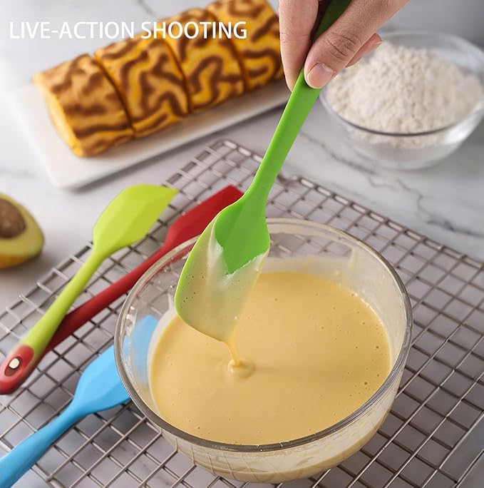 4 Pcs Silicone Spatulas Rubber Spatula Small Spatula,8 Inch Baking Mini Spatula Mixing Tool for Nonstick Cookware Cooking