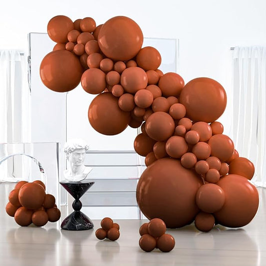 PartyWoo Dark Brown Balloons 127pcs Different Sizes of 36 18 12 10 5 Inch Boho Neutral Coffee Tan Balloon Arch Kit Garland for Birthday Boy Baby Shower Jungle Safari Fall Party Decorations Brown-F08