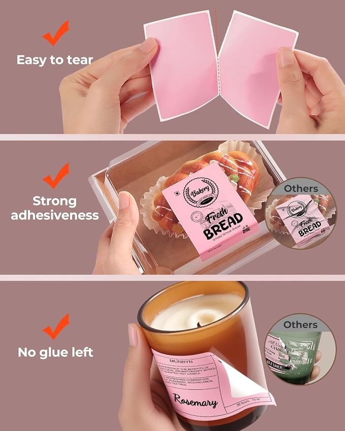 MUNBYN 3x2 Inch Pink Thermal Labels, Thermal Sticker Labels for Price, Barcode, Mailing, Name, 500 Sheets/1 Roll