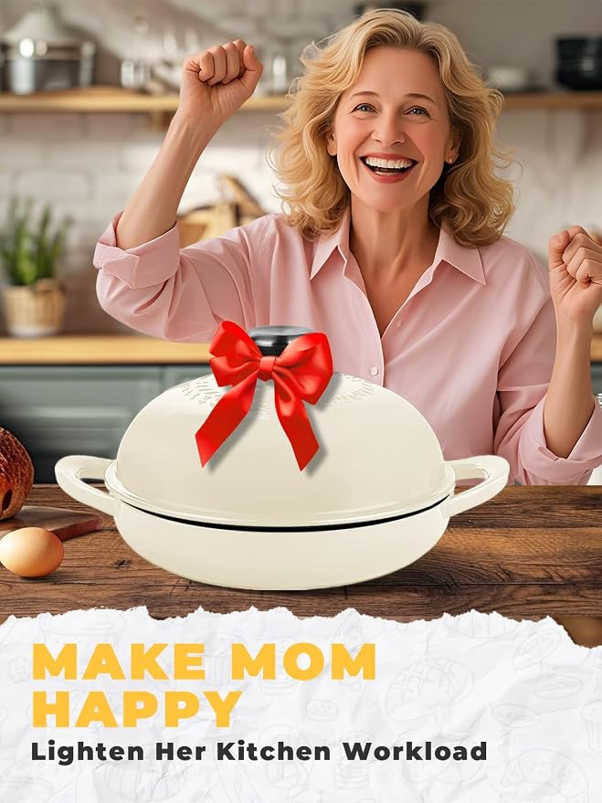 Dutch Oven Bread Baking Pot with Lid 6QT Enameled Cast Iron Oven, White Design & Complete Sourdough Kit (Banneton Basket, Dough Tools, Silicone Sling) for Artisan Bread Making