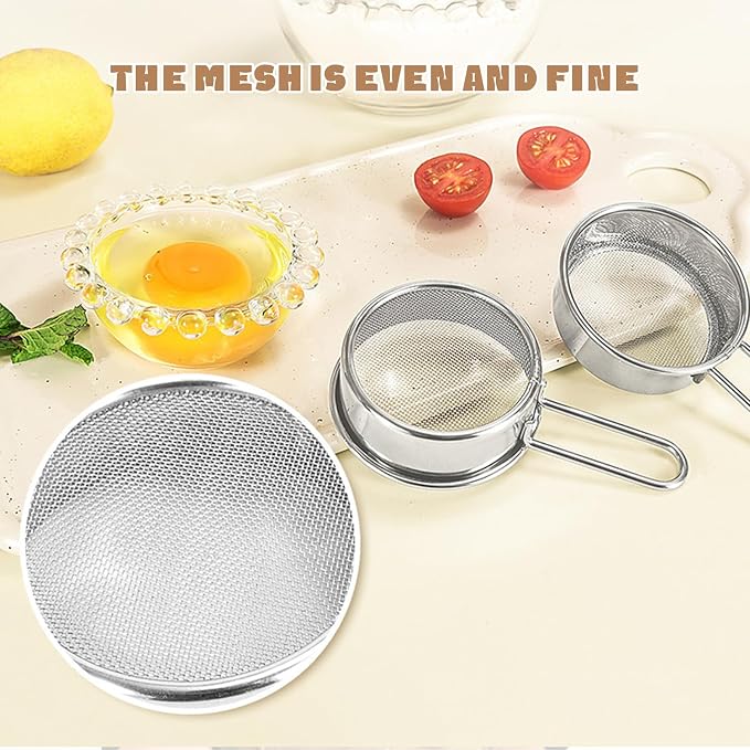 Sifter for Baking Powdered Sugar,Duster Flour Sifter for Baking,Sieve Fine Mesh Stainless Steel for Powdered Sugar, Cocoa Powder, Matcha Powder