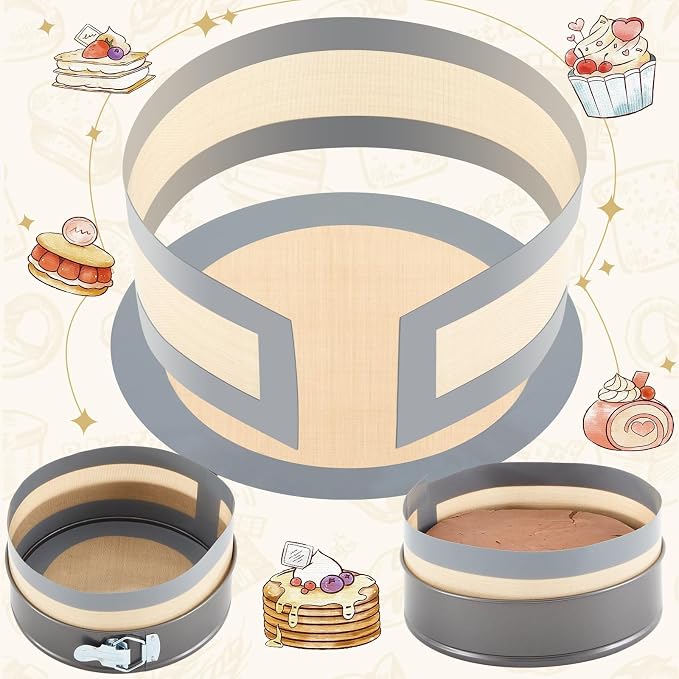 Honeydak 3 Set Silicone Baking Mat for 6, 8, 10 Inch Springform Pan Protector Nonstick Reusable Cake Pan Liners for Cheesecake Baking Prevent Sticking to Bottom & Side, Easy Release & Clean(Gray)