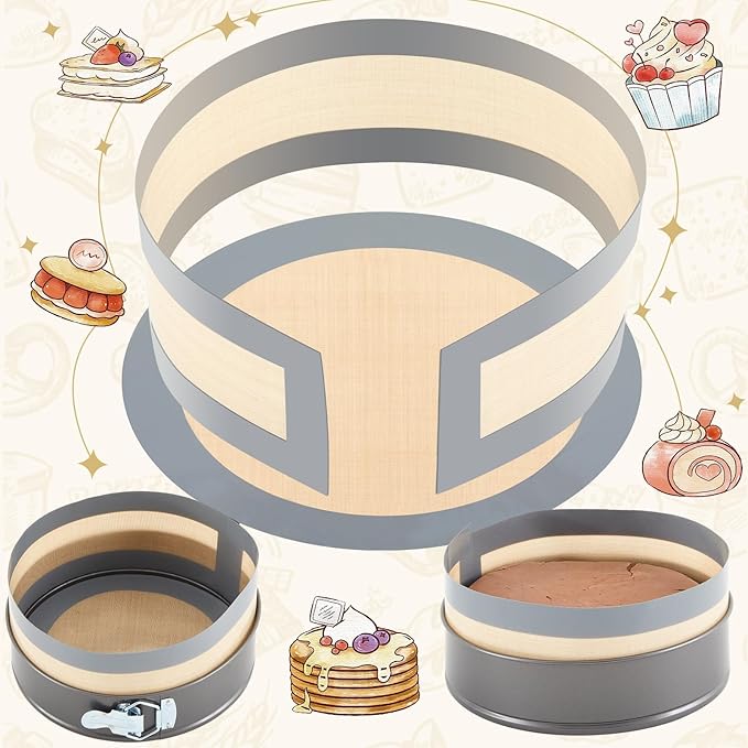 Honeydak 3 Set Silicone Baking Mat for 4, 7, 9 Inch Springform Pan Protector Nonstick Reusable Cake Pan Liners for Cheesecake Baking Prevent Sticking to Bottom & Side, Easy Release & Clean(Gray)
