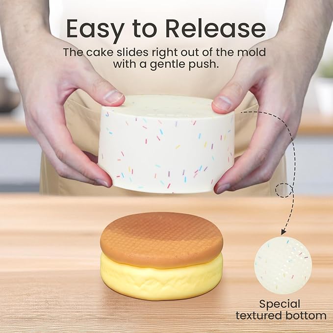4.75 Inch Round Cake Pan, 4 Pcs Silicone Cake Pans for Baking, Nonstick Baking Mold BPA Free Dishwasher Safe, Great for Layer Cake, Cheese Cake, Chocolate Cake