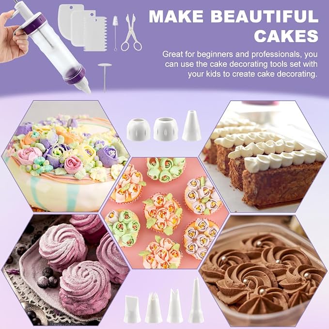 Donut Filler Injector, Cupcake Filler Tool Piping Kit, with 7 Icing Nozzles, 3 Cream Scrapers Frosting Piping Nozzles Kits, for Cake Cookie Baking