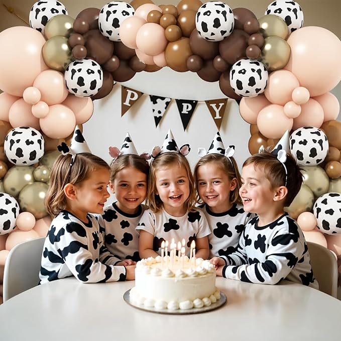 Brown Western Balloons Arch Kit, Brown Nude Gold Cow Print Balloons Garland Kit Cowboy Balloons Arch for Farm Cowboy Western Baby Shower Birthday Party Decorations