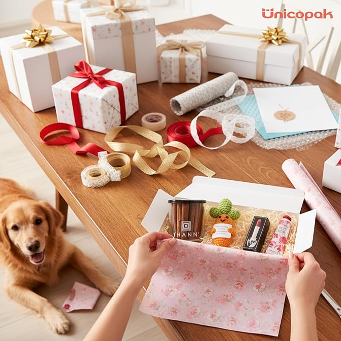 UnicoPak 6 Pack 9x6x4 Gift Boxes White Gift Boxes with Lids for Presents White Boxes Bulk for Gifts Birthday Wedding Bridesmaid Proposal Valentine Holiday Christmas