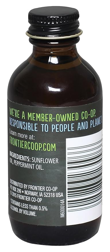 Frontier Co-op Organic Peppermint Flavor, 2 Ounce Glass Jar, Non-Alcoholic, Great for Baking, Coffee and More (Pack of 2)