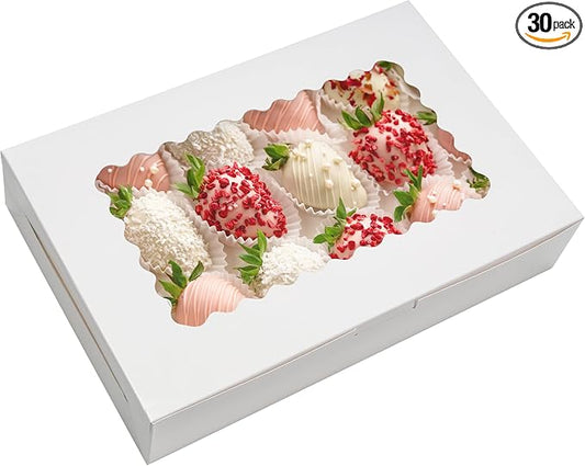 NPLUX 30 Pack 12x8 Cookie Boxes with Window for Busy Bakeries | Thirty boxes give busy bakers enough packaging for several batches, with fewer last-minute trips for more boxes.