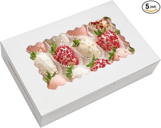 NPLUX 5 Pack 12x8 Cookie Boxes with Window for Small Gift Sets