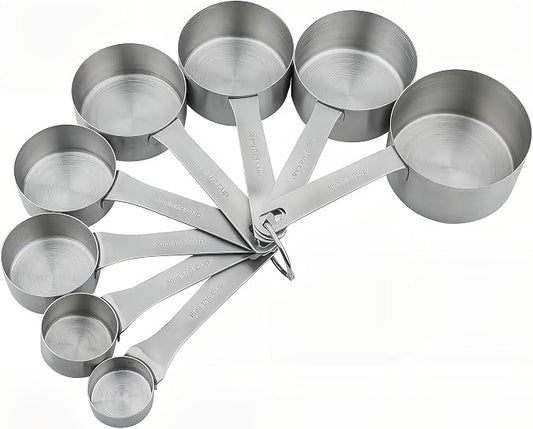Measuring Cups Set 8, 18/8 Stainless Steel Measuring Cups Set, Metal Measuring Cups With 1/8, 1/4, 2/3, 3/4 Measuring Cup for Kitchen & Baking