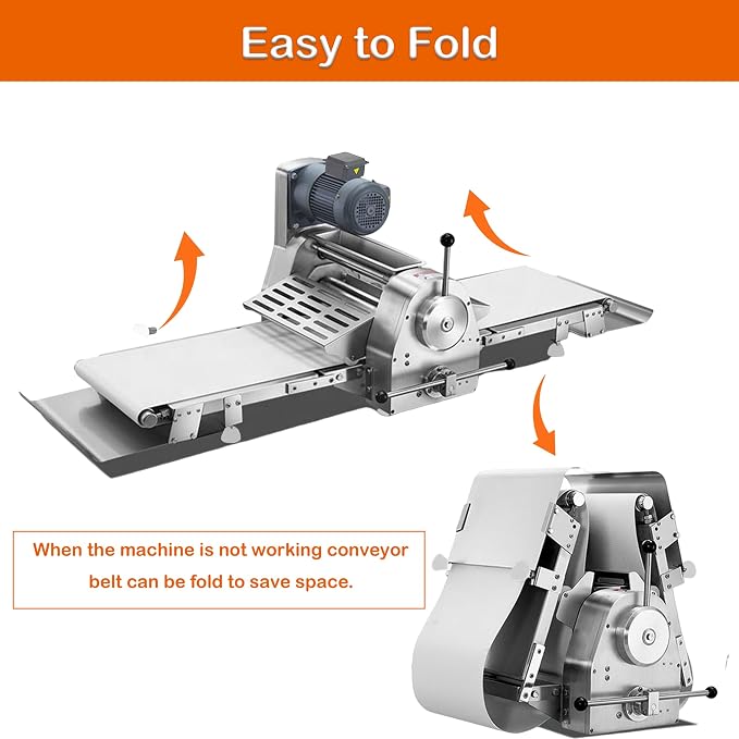 INTSUPERMAI Commercial Dough Sheeter Reversible Fondant Countertop Sheeter Dough Roll Press Machinefor Croissant Danish Pastry Bakery Roller Puff Pastry 70.9"×19.7" Belt Two-way Rollers 110V