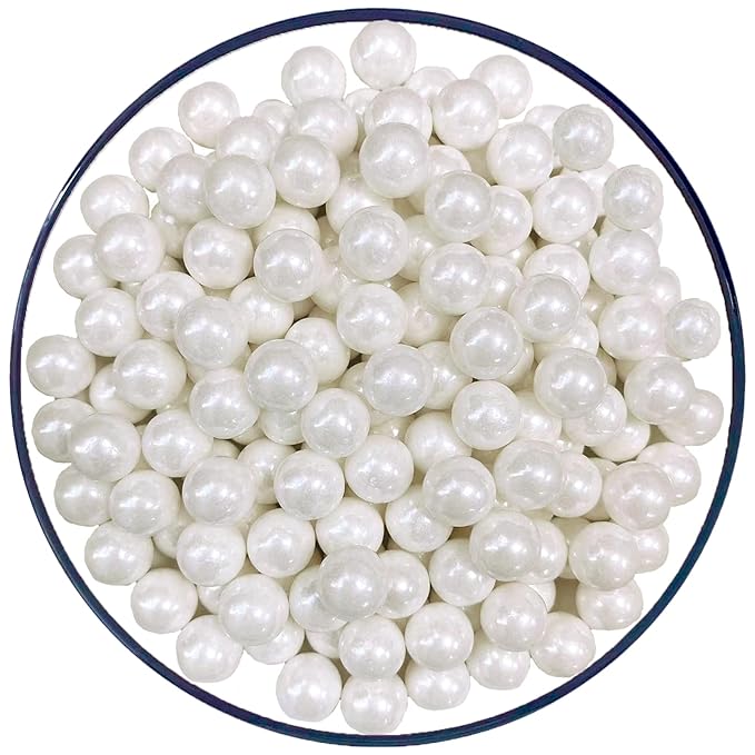 Sentovac 10mm White Pearl Sprinkles Large Edible Cake Decorating Sugar Candy Cookie Cake Cupcake Topper Ice Cream Baking Decorations Halloween Christmas Valentines Wedding Supplies