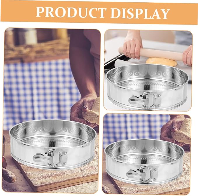 Stainless Steel 9-inch Springform Cake Pan, Leakproof Cheesecake Mold with Locking Clamp and Removable Bottom, Food-grade 304 Baking Tin for Home Kitchen Baking