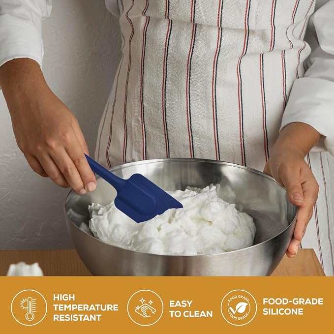 Mrs. Anderson’s Baking Silicone Spatula, Flexible And Nonstick, One-Piece Design, Navy, For Mixing, Folding, Scraping, Baking, And Cooking